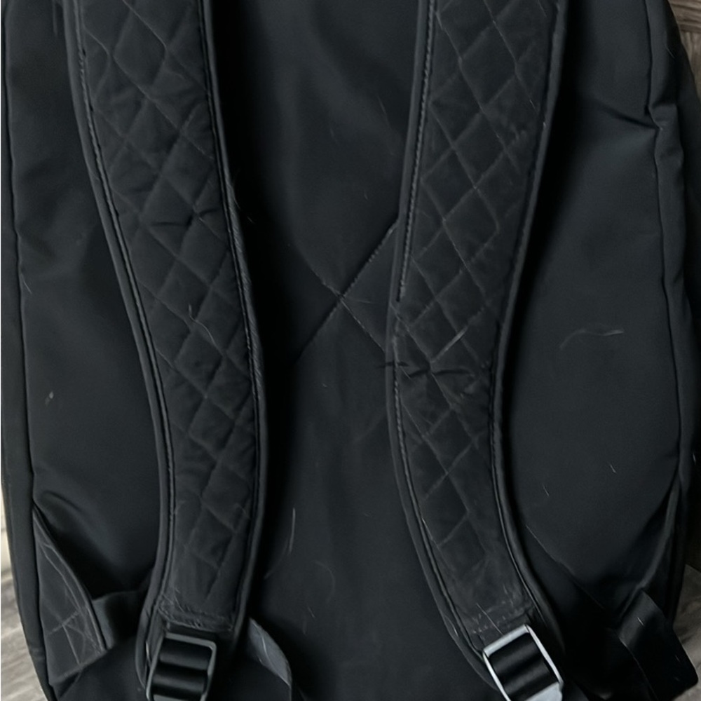 Vera Bradley Black Quilted Backpack with Floral Accent - Picture 2 of 5